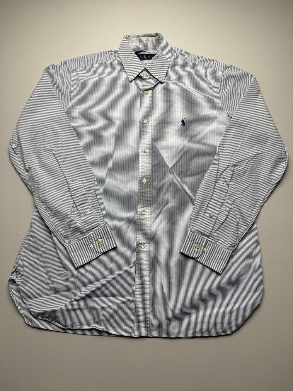 Ralph Lauren Dress Shirt Mens 16.5 34/35 Blue Stripe Button Down Classic Fit